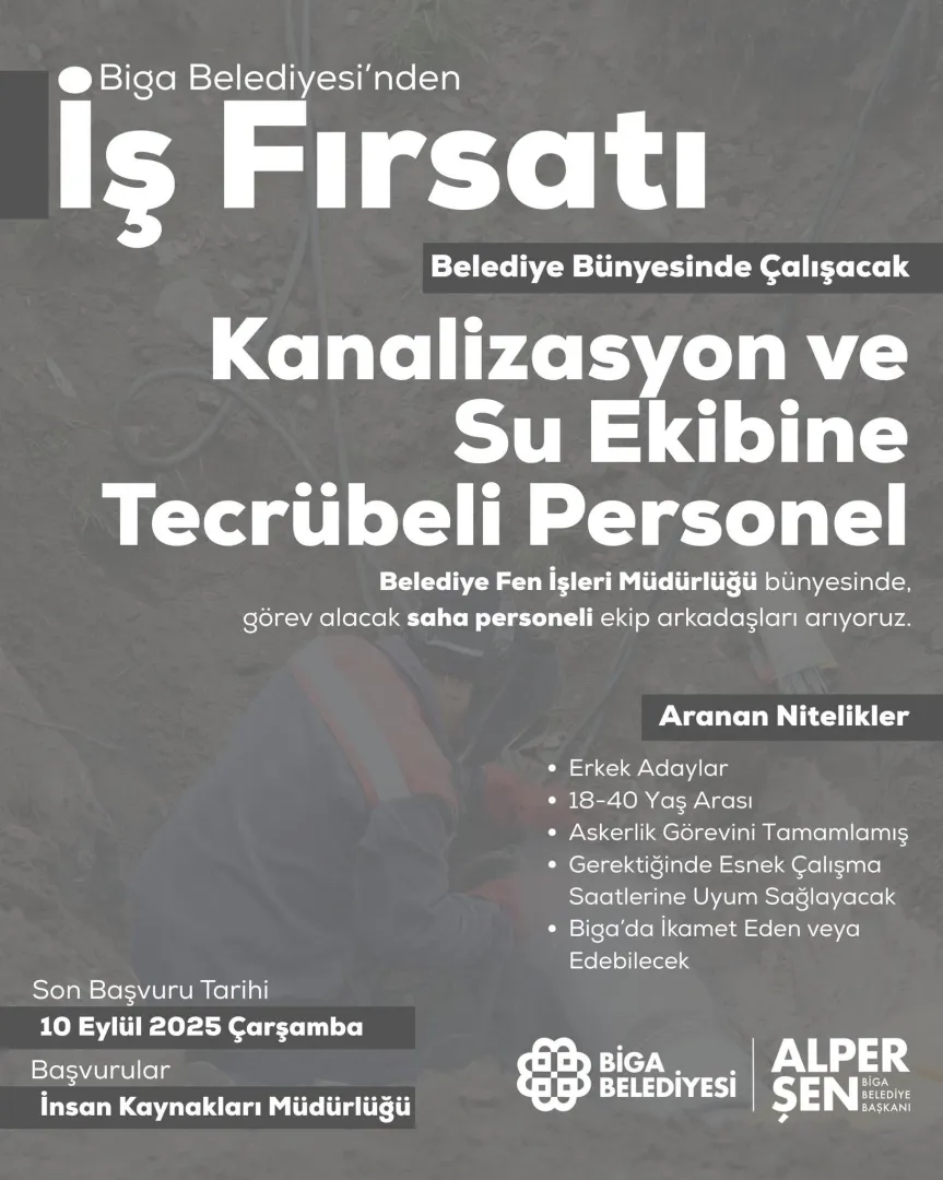 Biga Belediyesi’nden İş Fırsatı!